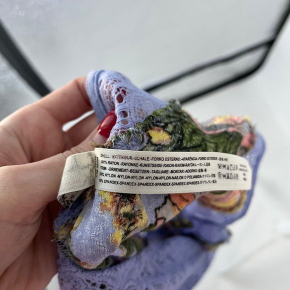 Free People Intimately Marsha Blue Floral Print Lace Slip Mini Dress X-Small XS - Picture 10 of 11